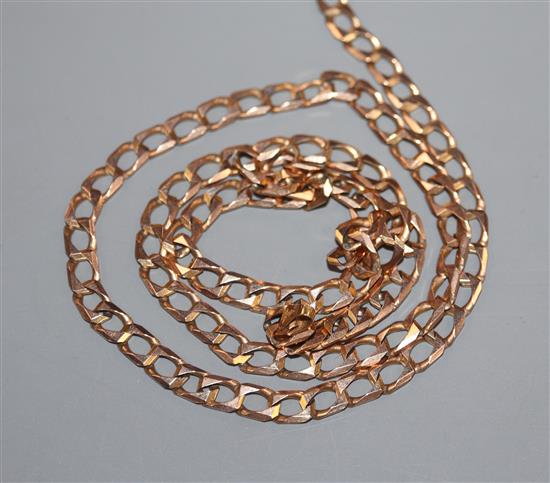 A 9ct yellow gold flattened curb-link chain, 16.9 grams.